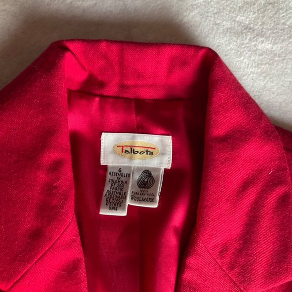 Talbots bright red wool jacket medium - Picture 16 of 16